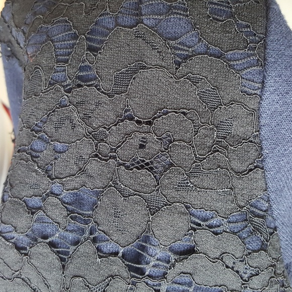 J. Crew Navy Blue Sweatshirt With Lace Chest Panel - Picture 2 of 6